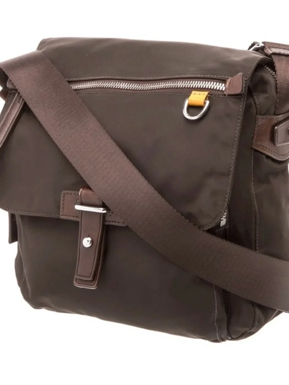 Tumi Brown Nylon Crossbody Messenger Bag with Leather Trim